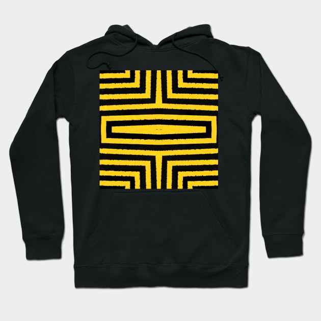 HIGHLY Visible Yellow and Black Line Kaleidoscope pattern (Seamless) 21 Hoodie by Swabcraft